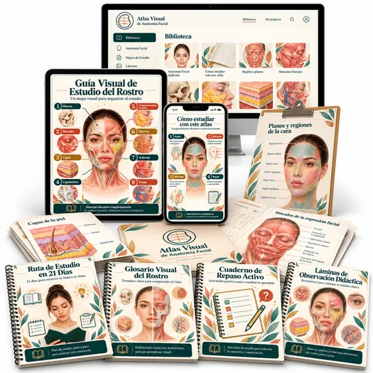Atlas Visual de Anatomía Facial y sus cuatro bonos en formato de cuadernos espiralados